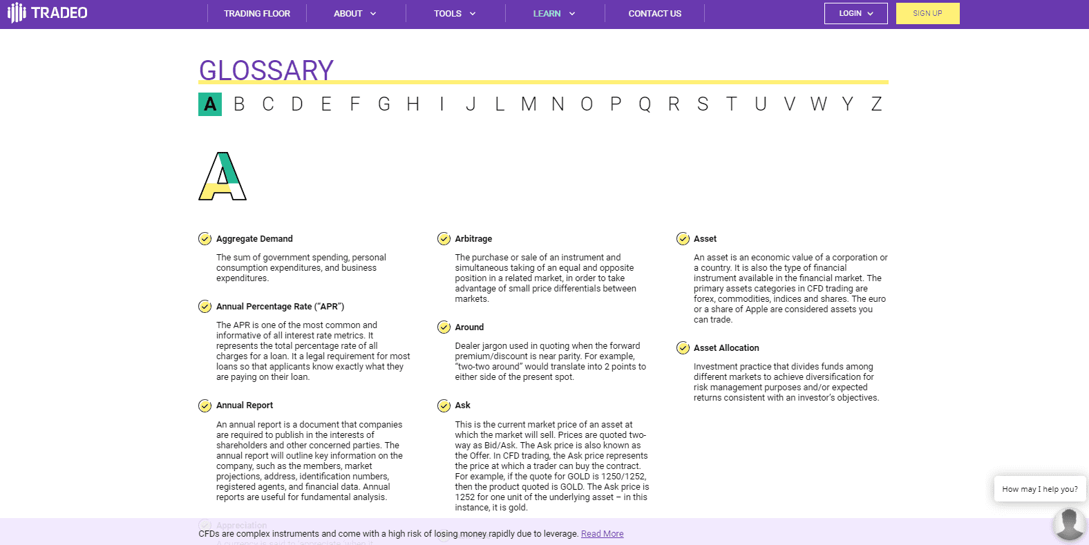 Glossario di Tradeo Glossario di Tradeo